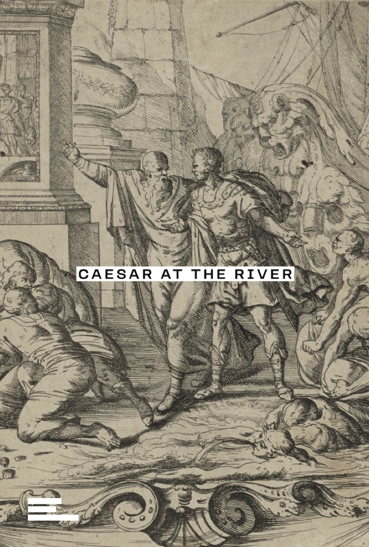 Caesar at the Rubicon, a classical engraving.